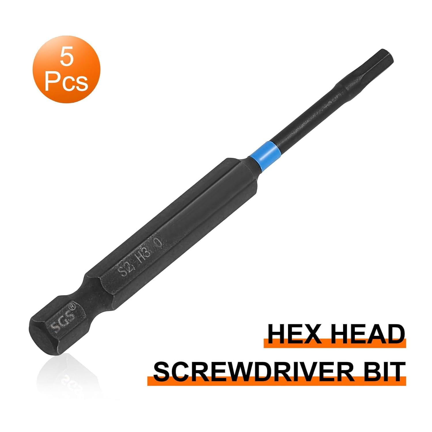FRKSMD-5pcs Hex Head Wrench Drill Bit 3mm(H3) 1/4" Hex Shank 3"(75mm) Length S2 Steel Magnetic Hexagon Impact Drivers Metric Screwdriver Bit