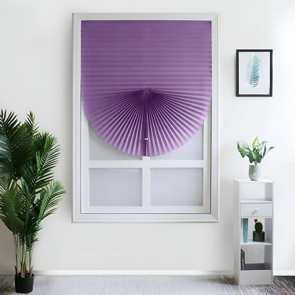 LAMIRO Cordless Blackout Pleated Window Shades No Drill Self Adhesive Temporary Blinds Pleated Fabric Shade for Office Living Room Bedroom Kitchen Bathroom (Purple-24"x 71")