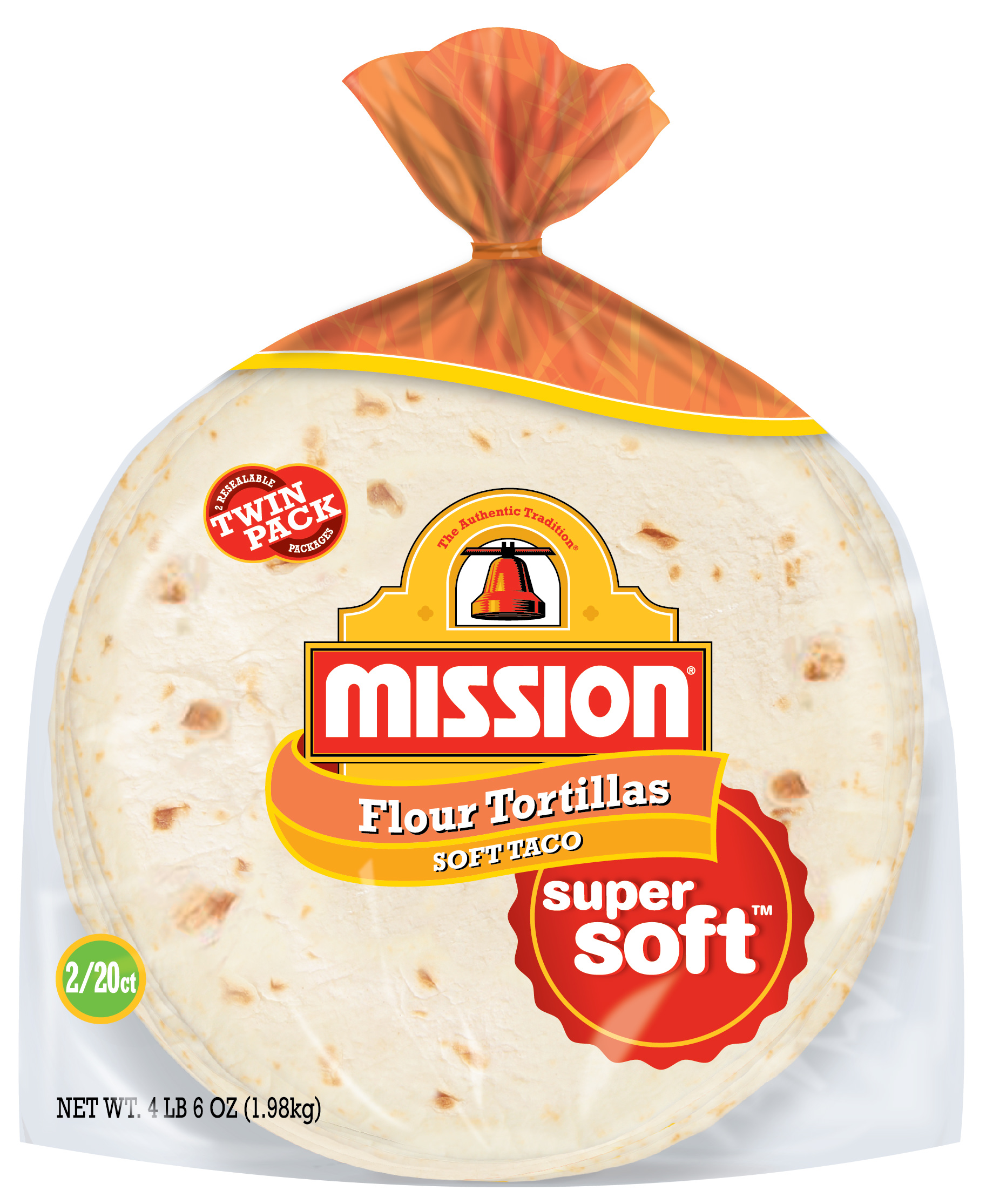 Mission Soft Taco Flour Tortillas, 20 Count (Pack of 2)