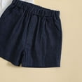 thumbnail image 5 of Boys Summer Suit Short Sleeved White Shirt With Bow Tie Navy Blue Shorts Performance Suspender Dress Toddler, 5 of 8