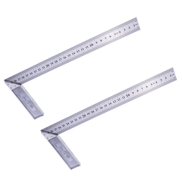 2 piezas regla cuadrada herramienta de medición de regla de ángulo regla de 90 degree grados