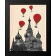 thumbnail image 2 of Fab Funky 15x18 Black Modern Framed Museum Art Print Titled - St Basils Cathedral and Red Hot Air Balloons, 2 of 5