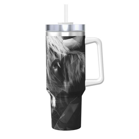 

Logiee Geometric Bull Design Print 40OZ Ice Bully Cup with Handle and Straw Double Wall Stainless Steel Tumbler Travel Coffee Cup with Lid Summer Insulation and Cooling Cup