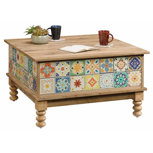 Pemberly Row Table Basse Élévatrice Carrée en Châtaignier Antigua