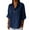 Dark Blue, variant on Womens Collared Casual Tops Fashion Ladies 3/4 Sleeve Solid Single Button Shirts Placket Breathable Blouse