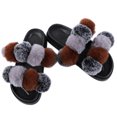 thumbnail image 1 of Women Furry Slippers Fashion Pom Pom Ball Faux Fur Slippers Fluffy Sandals, 1 of 8