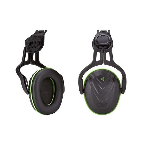 V-Gard Hard Hat-Mounted Earmuffs, NRR 22 dB, Foam Cushion, Green/Black, For Use With Cap Style Hats