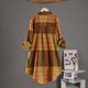 thumbnail image 4 of ICHUANYI Clearance Ladies Fashion Color Lattice Stripe Long Sleeve Cotton Casual Loose Shirt Coat(Coffee, S) ICHUANYI WER2023081114959, 4 of 8
