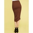 thumbnail image 3 of Made by Johnny Women's Slim fit Bodycon Party Club Night Out Elegant Ruched High Waist Long Pencil Skirt with Side Shirring S RUST, 3 of 6