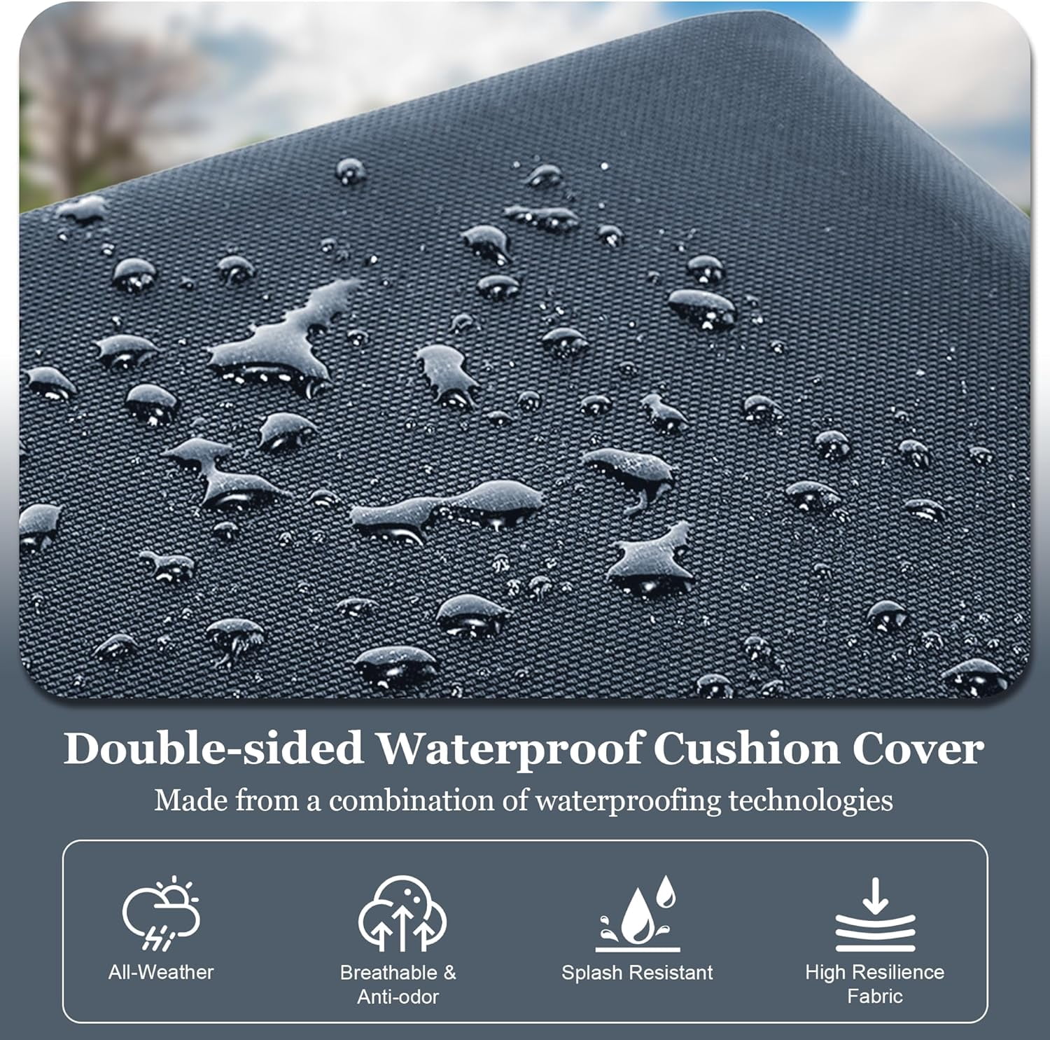 Waterproof 3-Piece Patio Sofa Cushion Cover Set - Replacement Covers for Outdoor Wicker Furniture, Bench & Seat Cushions with 4pcs Throw Pillow Cover