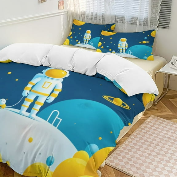 Astronaut Among Planets-2 Bedding Set Couple Bedclothes Pillowcase Customized Home Textiles Bed Set for Bedroom Decoration
