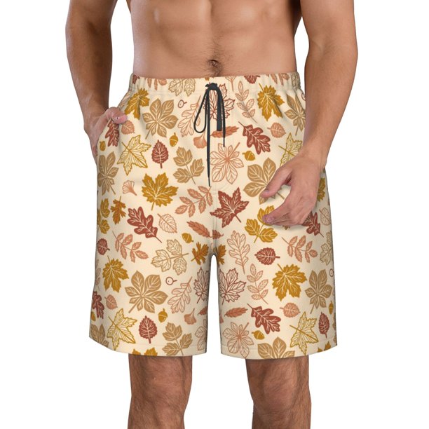 Fotbe Fall Leaves Trajes de Baño Estampados para Hombre, Shorts de Verano de Secado Rápido, Ropa de Playa, Bañadores-3X-Large