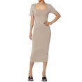 thumbnail image 1 of TheMogan Robe Midi Moulante Crayon en Coton Extensible à Manches Courtes et Encolure Carrée pour Femmes P-TG, 1 of 6