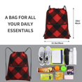 thumbnail image 3 of Plaid Flannel In Red Drawstring Backpack Bag Water Resistant Yoga Shopping Cinch Bag Sackpack For Men Women, 3 of 7