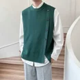 thumbnail image 2 of Chalecos de punto de color sólido para hombres Suéter sin mangas para hombre Nuevo chaleco de alta calidad Moda coreana Harajuku Estética Cachemira, 2 of 5