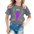 thumbnail image 1 of AJIWYH Chemises à Col Rond pour Enfants, Chemise Décontractée Imprimée à Manches Courtes, Uniforme Scolaire pour Filles de 12-13 Ans, Gris, 1 of 4