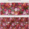 thumbnail image 2 of Soimoi Red Cotton Cambric Fabric Leaves & Pink Floral Watercolor Printed Craft Fabric by The Yard 56 Inch Wide, 2 of 7
