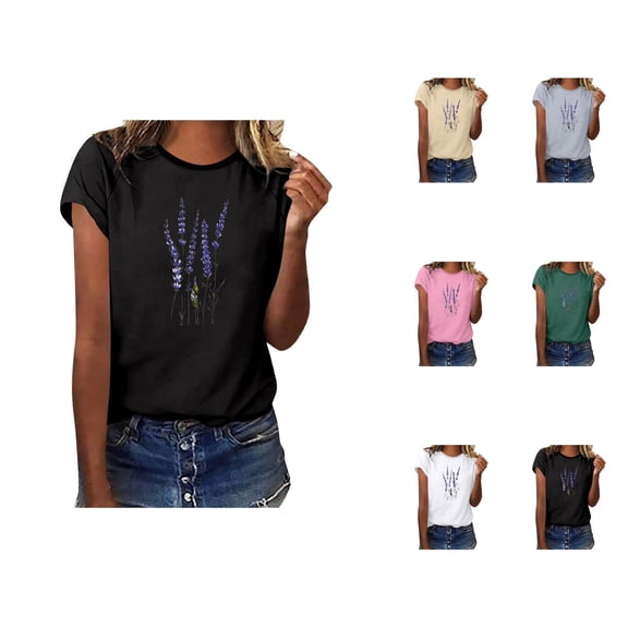 Wildflower Graphic Tees for Women 2026 Summer Casual Short Sleeve Crewneck T Shirts
