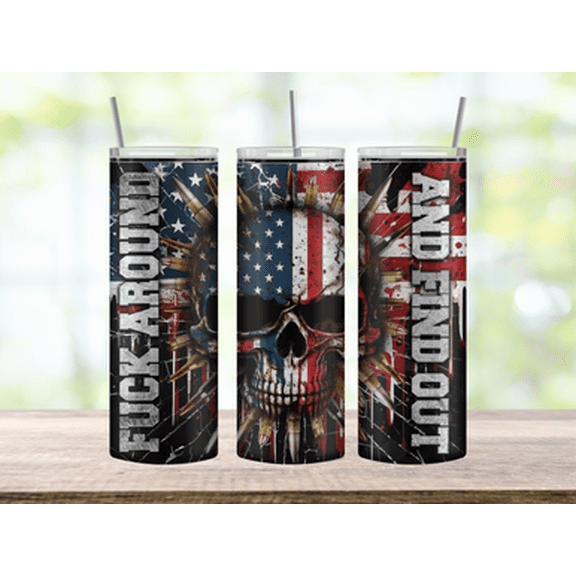 Find out American flag and skull tumbler