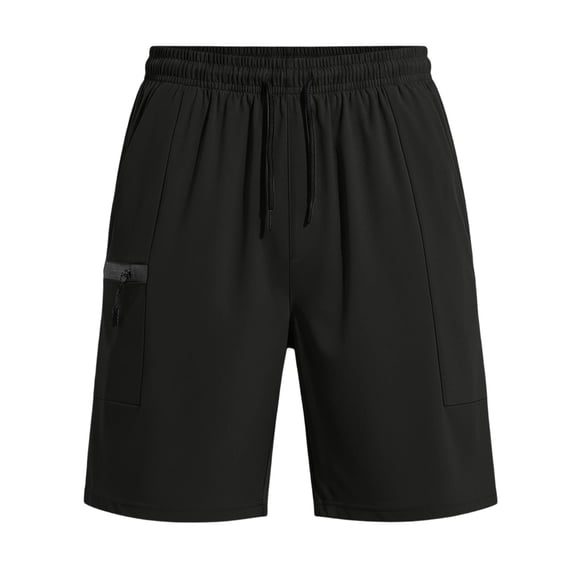 Hurxie Cargo Shorts for Men Hiking Shorts Summer Athletic Work Short with Zipper Pockets Running Travel Short Pants Black,2XL