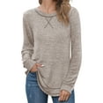 thumbnail image 4 of Fantaslook Lightweight Sweatshirts for Women Long Sleeve Crew Neck Tops Casual Curved Hem Shirts, 4 of 7