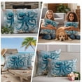 thumbnail image 5 of Blue Octopus Coastal Outdoor Waterproof Pillow Covers, Summer Beach Ocean Starfish Coral Decorative Square Throw Pillowcase Sofa Cushion Sham for Patio/Couch/Chair, 26"x26" 2 Pack, 5 of 8