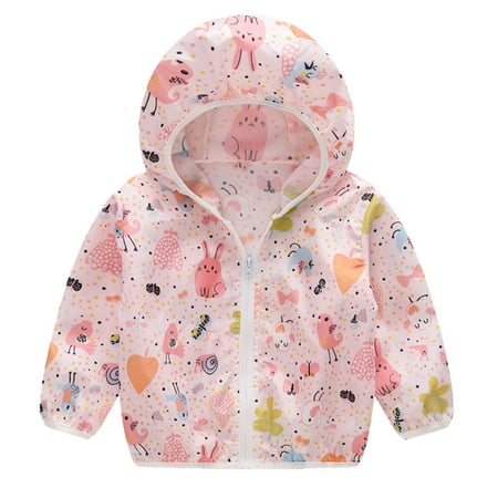 

dmqupv Child down Jacket Toddler Boys Girls Sunscreen Jackets Printing Cartoon Hooded Camouflage Winter Coats for Boys Pink 2 Years