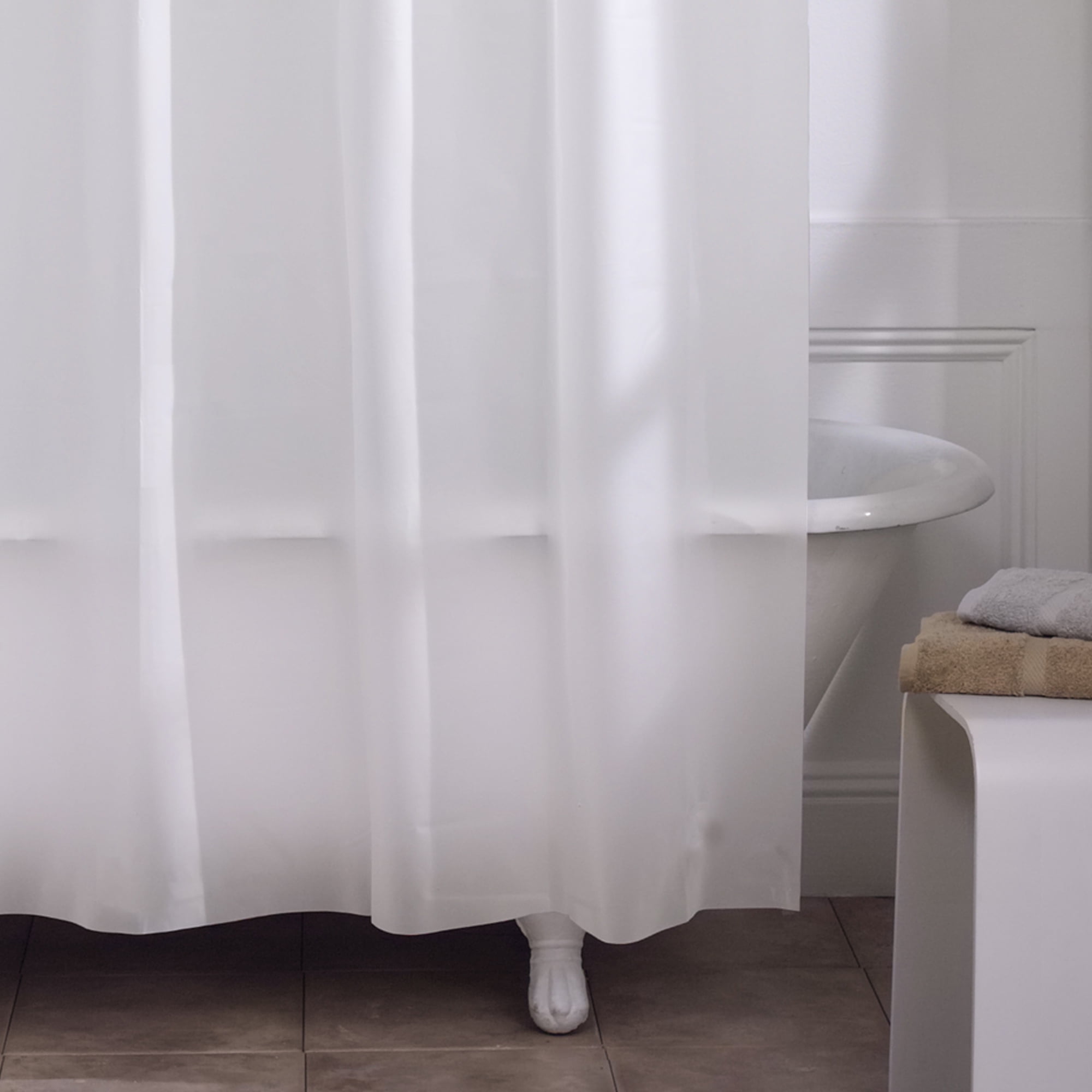 Zenna Home Frosty Finish Super Heavyweight Vinyl Shower Curtain or Shower Liner, 72" x 72"