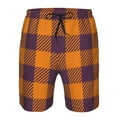 thumbnail image 4 of Kll Fall Buffalo Plaid Men'S Casual Summer Beach Shorts Hawaiian Shorts With Pockets-Small, 4 of 9