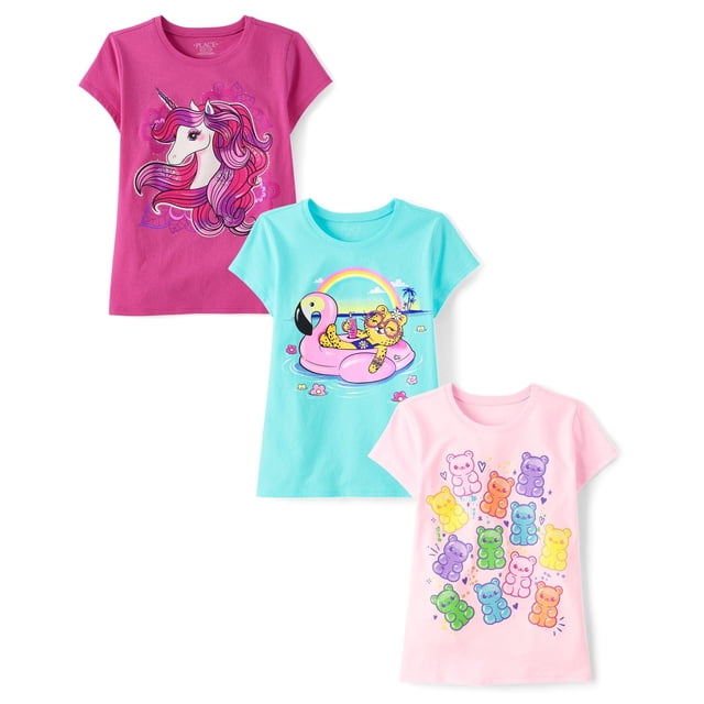 Camiseta The Children's Place Girls Everyday, paquete de 3 unidades, 100% algodón