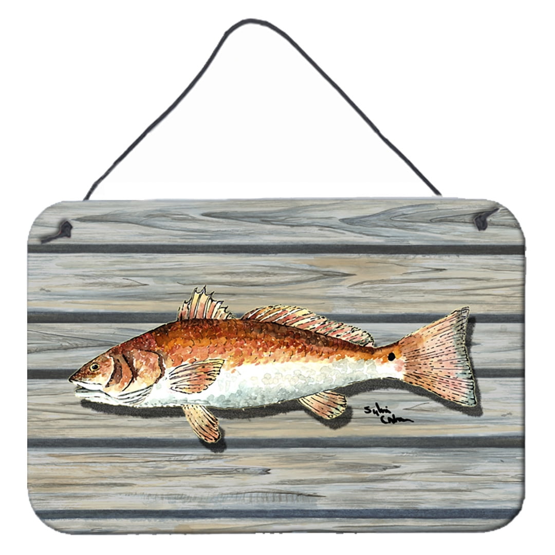 Carolines Treasures Fish Red Fish Indoor Aluminum Metal Wall or Door Hanging Prints Multicolor 8 x 12