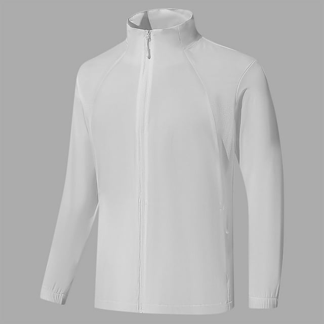 Handshe Men's Long Sleeve Shirt Set, Breathable UPF 50+ Sun Protection Outdoor Shirts with Zipper Pockets, Solid Color Hiking Camping Rash Guard Apparel,Plus Size