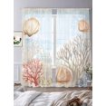thumbnail image 4 of Retro Ocean Sheer Curtains 96 Inch Long 2 Panels, Beach Coral Shell Sand Coastal Conch Light Filtering Rod Pocket Curtains, Sheer Voile Drapes for Living Room Bedroom, 52"x96", 4 of 8