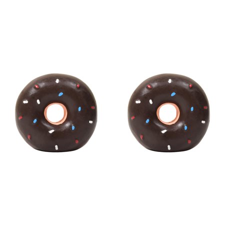 Squeaky Dog Donut Toy 2 Pack Natural Latex Rubber Chew Ring for Teething Durable Interactive Fetch Toy for Puppies Soft Pet Biting Doll Brown 2.8 Inch