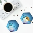 thumbnail image 5 of Balery 6 Pcs Butterflies And Waterlily In Waterleather Coasters Set, Drink Table Cup Coasters For Living Room Kitchen Coffee Decor, 5 of 9