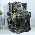 thumbnail image 4 of Industrial Soft Flannel Fleece Blanket, Modern Times Detail of Rusted Machine in Factory Physical Equipment Process, Cozy Plush for Indoor and Outdoor Use, 50" x 70", Black and White, by Ambesonne, 4 of 5