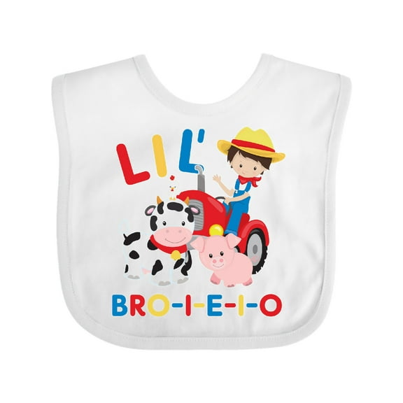 Inktastic Farmer Tractor EIEIO Little Bro Boys Baby Bib
