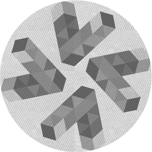 Ahgly Company Tapis de Zone Ronds Gris de Style Transitionnel pour Intérieur, Lavables à la Machine, 3 Pieds Rond