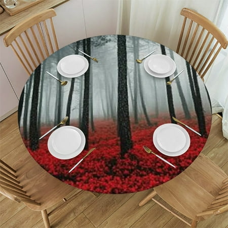 

Autua Red Flowers Round Tablecloth | Stain-Resistant & Washable | Ideal for Indoor and Outdoor Events | Various Sizes Available 31 -35