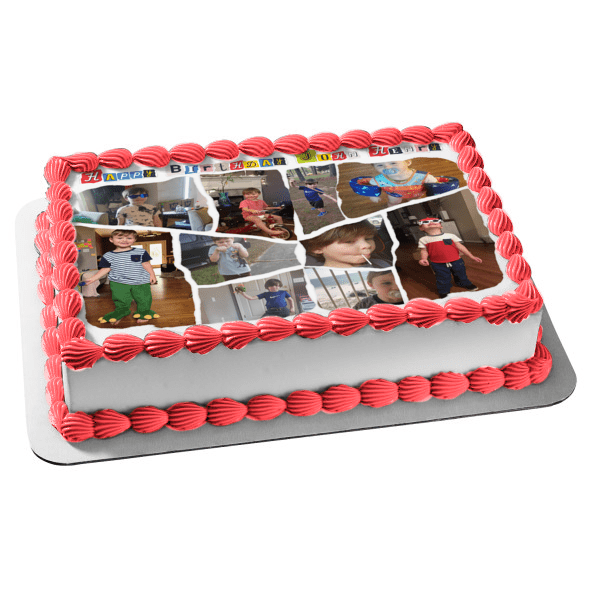 Torn Paper Photo Collage Add Your Own Photos Customizeable Photo Frame Edible Cake Topper Image