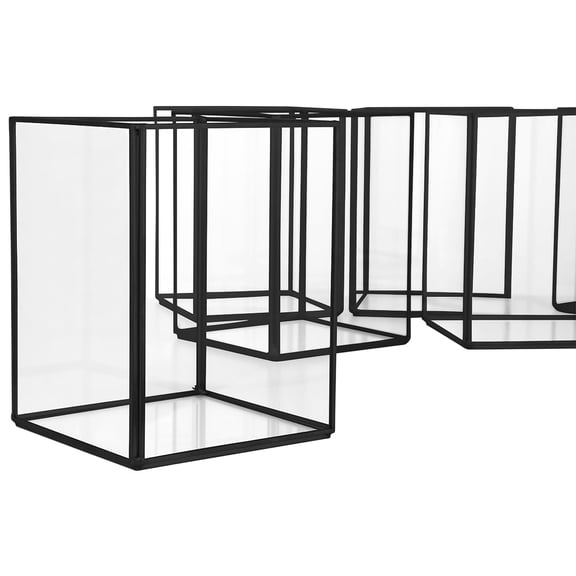 Koyal Wholesale Black Geometric Hurricane Candle Holder Set of 6 for Table, Home, Patio