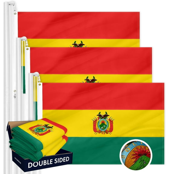 Bolivia Bolivian Flag 3x5FT 3-Pack Double-sided Embroidered Polyester By G128