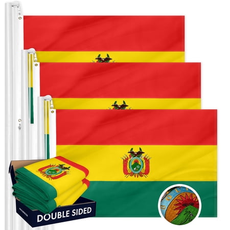 Bolivia Bolivian Flag 3x5FT 3-Pack Double-sided Embroidered Polyester By G128