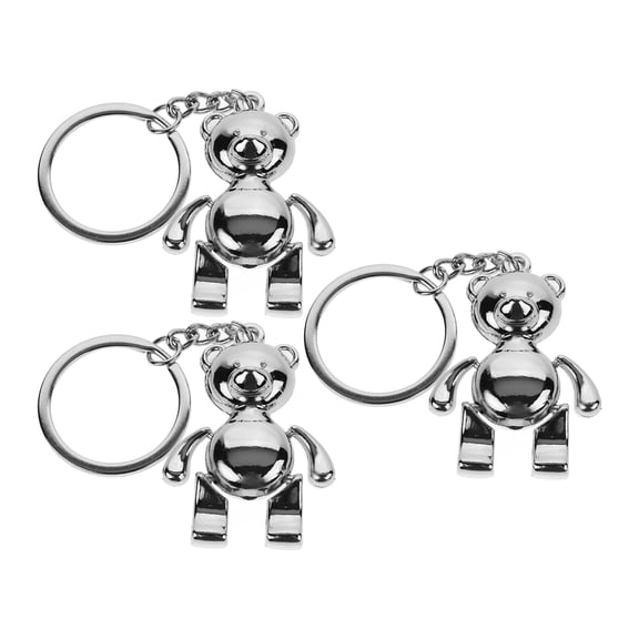FELTECHELECTR Zinc Alloy Bear Key Ring Sturdy and Durable for Decoration 3Pcs