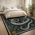 thumbnail image 3 of ODIKA 8'x10' Washable Area Rug Non-Slip Chair-Friendly Mat Snake Moody Abstract Gothic Serpent Vintage Scroll Coiled Border for Dining Room, Large Office, Lounge, 3 of 7