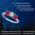 thumbnail image 2 of Gem Stone King 925 Sterling Silver Lab Grown Diamond and Red Ruby Engagement Ring for Women | 1.60 Cttw | Round 5MM | Gemstone April Birthstone | Size 9, 2 of 6