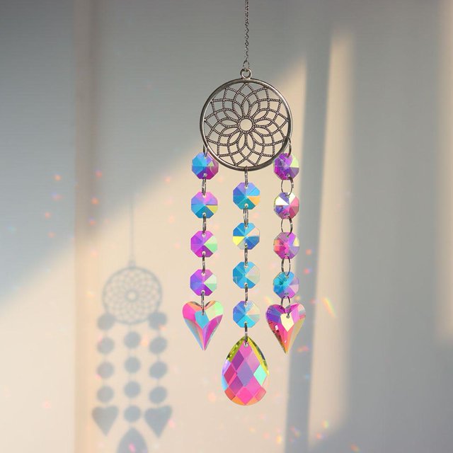 Campanas De Viento Cristal Windchime Ornamento Amor Colgante Joyería Decoración Artesanía (Plata 22)