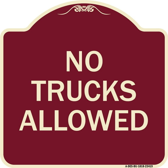 SignMission Designer Series Sign - Parking Lot Sign No Trucks Allowed | Burgundy 18" X 18" Heavy-Gauge Aluminum Architectural Sign | Protect Your Business & Municipality | Made in the