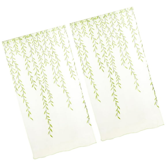 YEAHIBABY Yeahibaby Green Polyester Sheer Curtains for Window Shielding with Rod Pockets