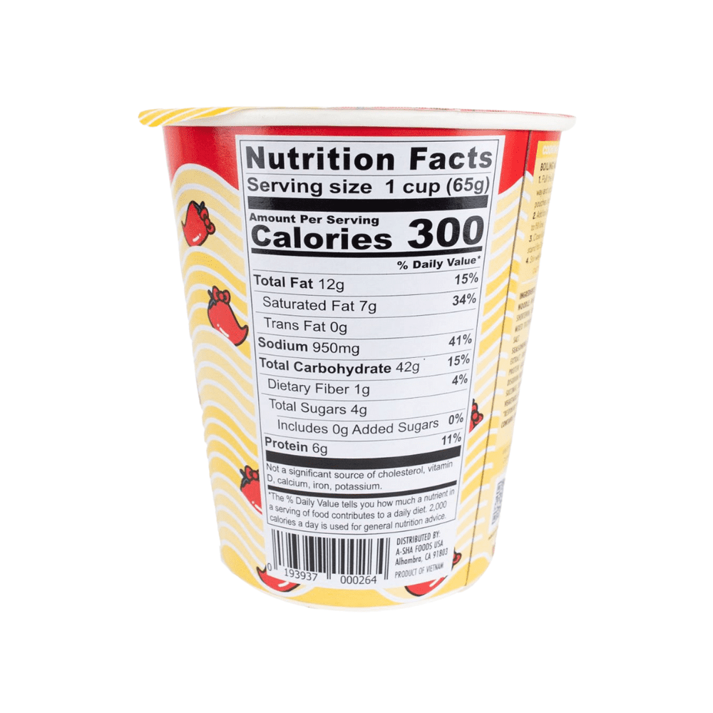 A-SHA Hello Kitty Instant Ramen Noodle Cup, 6 Pack Vegan Spicy Flavor, Premium Microwaveable Ramen Soup Mix